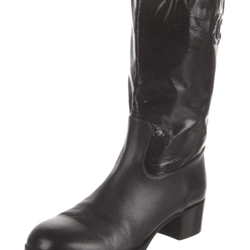 Chanel patent leather riding boots 8.5